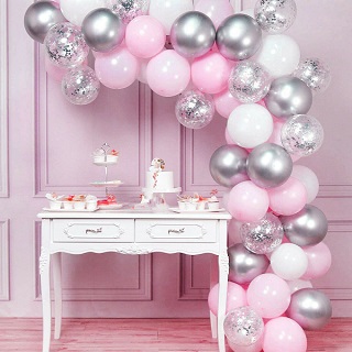 PINK AND SILVER 100 BALLOON ARCH KIT GARLAND BIRTHDAY WEDDING BABY SHOWER PARTY
